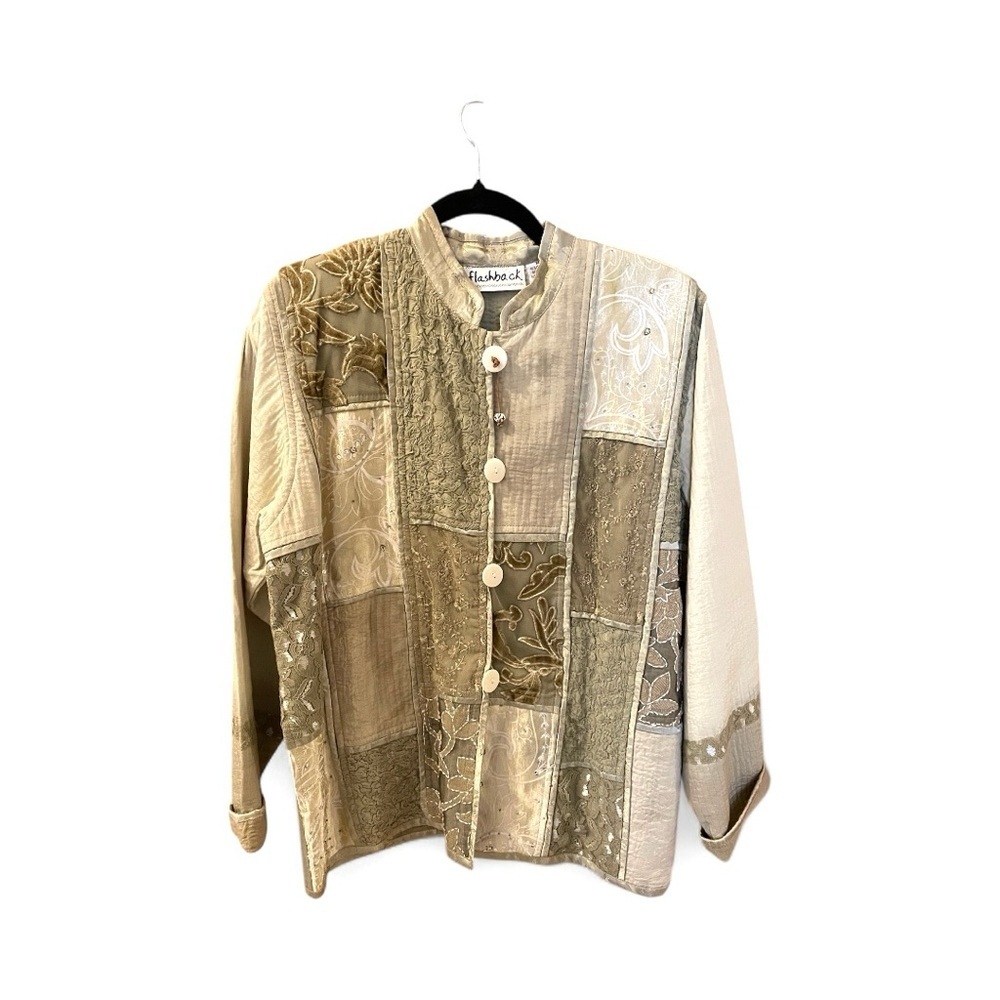 Vintage Flashback Patchwork Button-Up Jacket, Uni… - image 1